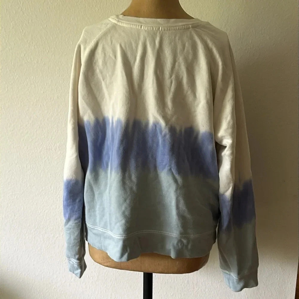 Rails sz L Theo Ocean Tide Dye Sweatshirt white to blue ombré cotton blend VGUC - Picture 3 of 7